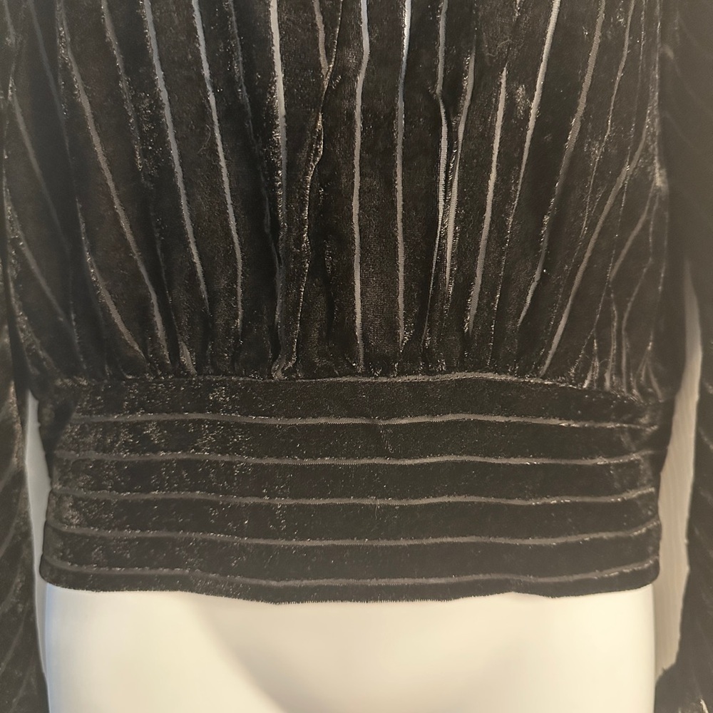FRAME Velvet Smocked Party Top In Noir/black. Size small/p - Picture 5 of 13